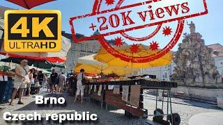 Walking tour, Brno Czech republic, old town, downtown, City Tour, Street Walk, virtual walking