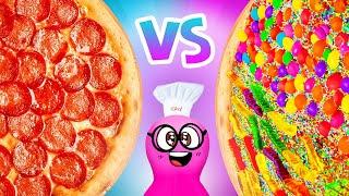 Pizza Battle! Salami VS Candy || Fun Cooking! YUMMY & EASY