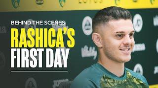 MEETING DELIA, MEDIA DUTIES, INTRO TO CARROW ROAD | BTS of Milot Rashica's first day