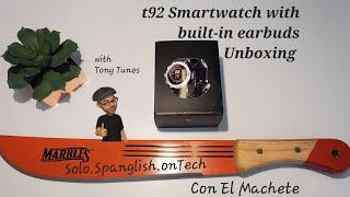 t92 Smartwatch with built-in Earbuds Unboxing