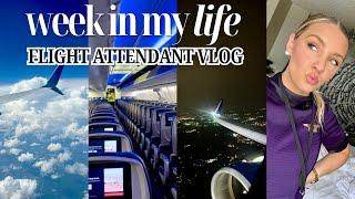 WEEK IN MY LIFE AS A FLIGHT ATTENDANT! chatty vlog, working 5 days in a row with reroutes & delays