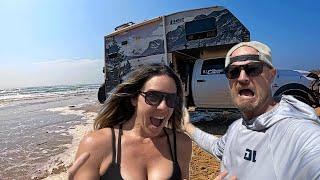 HIGH TIDE ALMOST SWEPT US AWAY in Port Aransas, TX In A 4x4 Truck Camper