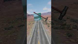 Silly Cars Break Through the Water Wall… Just to Meet Mr  Hammer #shorts #beamngdrive #automobile
