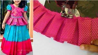 Simple pattu pavadai sattai cutting and stitching  easy method Pattu pavadai designs blouse design