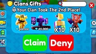 GIFTS FOR CLAN WARS in Toilet Tower Defense