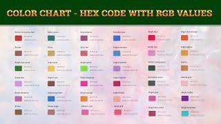 Color Chart - Color Names, Hex Code with RGB values - Graphical and Web Designing Use - Invent High