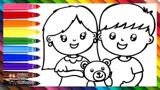 Draw And Color A Girl And A Boy  Drawings For Kids
