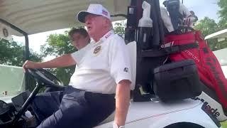 Watch: Trump rants about Biden and Harris from golf cart