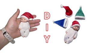 Santa hat, gnome hat for a doll 4-4.5 inches + PDF pattern