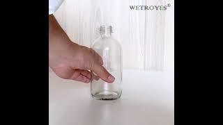 clear boston bottle with white cap