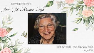 In Loving Memory of Jean “Jo” Munro Leigh