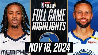 WARRIORS vs GRIZZLIES FULL GAME HIGHLIGHTS NOVEMBER 16, 2024 EMIRATES NBA CUP  HIGHLIGHTS 2K25