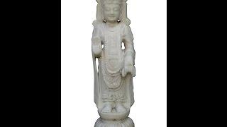 Chinese Antique White Marble Hand Carving Standing KwanYin Statue WK2929