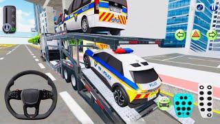 Double Decker Transport Trailer Truck | Police Cars Funny Driving Gameplay (Android & iOS)