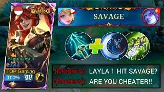 LAYLA 1 HIT SAVAGE!! BEST BUILD AND EMBLEM TOP GLOBAL LAYLA 2024! - MLBB