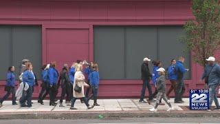 Massachusetts Nurses Association march against proposed patient care reductions