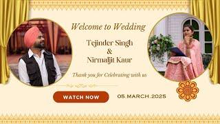 Wedding Live  Tajinder Singh & Nirmaljit Kaur