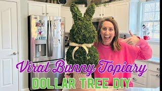 VIRAL BUNNY TOPIARY! Dollar Tree DIY | Designer Look On A Budget | Bunny Is Over 2’ Tall!