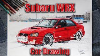 Subaru Impreza WRX in the Snow | %100 Handmade Car Drawing