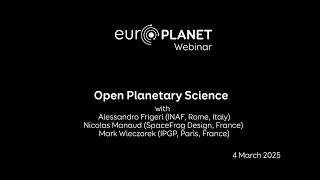 Europlanet Society Webinar: Open Planetary Science