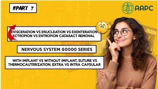 Part 7 || Cataract Removal, Evisceration, Enucleation || 60000 Series Nervous system || CPT ||