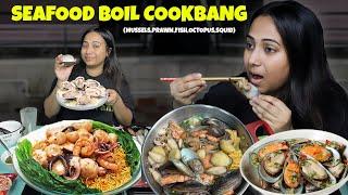 Assorted SEAFOOD Hot Pot - Mussels, Tiger Prawns, Squid, Noodles & more | Cookbang