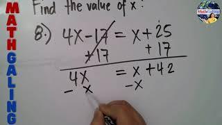 TAGALOG MATH Simple Algebra Finding The Value of X | Tagalog Math Tutorial Algebra | MathGaling