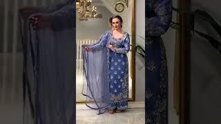 @KSHKIN @Sakshi Sindhi Blue Wedding Suit Unique Bollywood Pakistani Silver Golden 919888799315