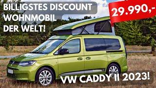 REAL 29.990,- €! Cheapest motorhome 2023! MOTORHOME PRICES DROP! VW Caddy Weekender 2 from Reimo