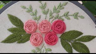 Stem Stitch Flower Rose Tutorial - Hand Embroidery Lesson 01