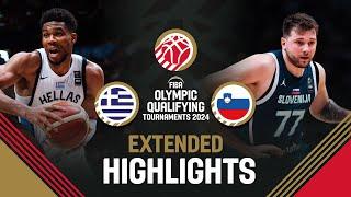 Semi-Finals: Greece  vs Slovenia  | Extended Highlights | FIBA OQT 2024 Greece