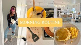 FULL MORNING ROUTINE! + skincare, breakfast, outfit, chores, makeup