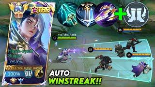 LESLEY NEW BROKEN BUILDS & EMBLEMS!! (AUTO WINSTREAK!!) - MLBB