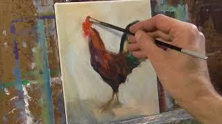 "Rooster" REALtime version Alla Prima Oil Painting Demo by Peter Chorao ASMR