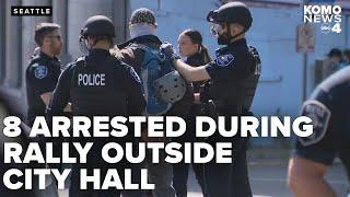 8 arrested at counterprotest, religious group rally outside Seattle City Hall