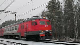 "Named after the Hero of the Soviet Union Elena Fedorovna Kolesova" Electric train ED2T-0044