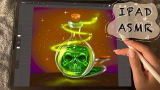  iPad ASMR - Painting a Halloween  potion glass - Clicky Whispers - Writing Sounds