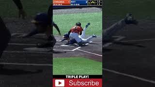 The Craziest Triple Play You'll Ever See! | #8 Virginia v Pittsburgh | 2022 College Baseball #Shorts