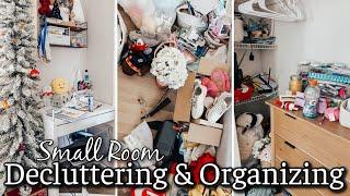 CLEAN UP, DECLUTTER & ORGANIZE WITH ME | DECLUTTERING & ORGANIZING A SMALL ROOM | CLEANIN MOTIVATION