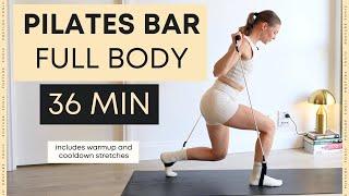 36 MIN PILATES BAR full body workout: includes warmup and cool down stretches