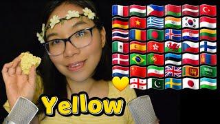 ASMR YELLOW IN DIFFERENT LANGUAGES (Ear to Ear, Crunchy Floam, Fast Whispering)  [41 Languages]