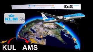 12 HOURS of KLM's In-Flight Moving Map | Kuala Lumpur to Amsterdam | Full HD