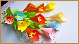 DIY Easy Paper Flowers | Paper Flower Making | Paper Flower Crafts | Paper Tulip Flower #papercraft