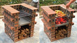 Creative Kitchen Grill From Red Bricks - Creative Projects From Cement