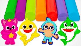 Create Baby Shark Family, Pinkfong & Hogi with Play Doh Molds | Preschool Toddler Learning Video