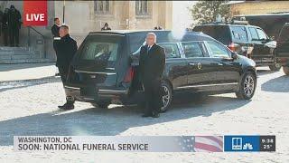 Former President Jimmy Carter's family casket arrives at the National Cathedral in Washington, D.C.