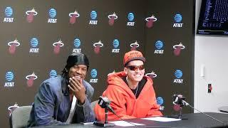 Jimmy Butler and Tyler Herro Talk Miami Heat Win Over Sixers, Argue Who Is Best Scorer on Team