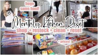  MONTHLY KITCHEN RESET // sams club shop with me + grocery haul + restock + clean