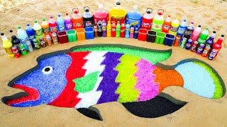 How to make a Giant Napoleon Fish with Orbeez & Giant Coca Cola, Schweppes, Pepsi, Fanta vs Mentos