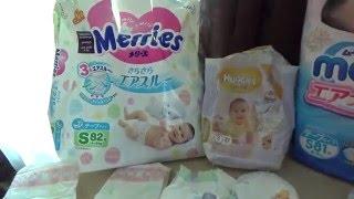 сравнение подгузников moony, merries, huggies elite soft